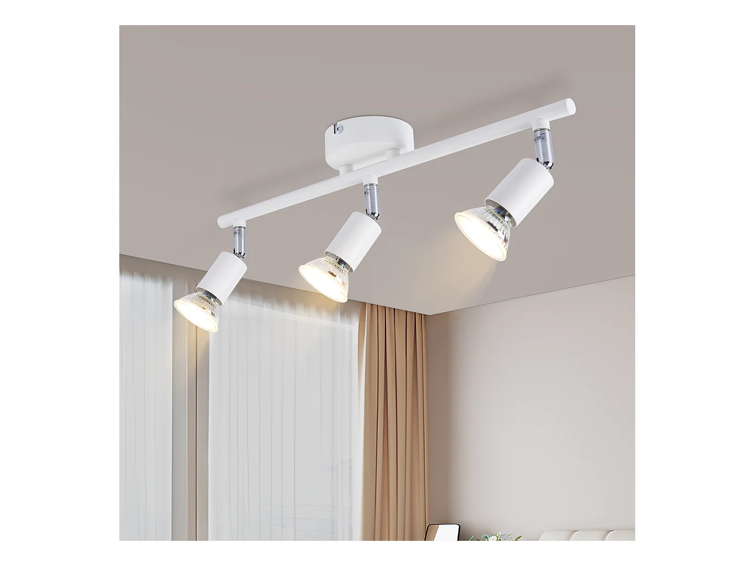 NETTLIFE Foco de techo LED de 3 bombillas - Foco de techo interior GU10 blanco cálido moderno