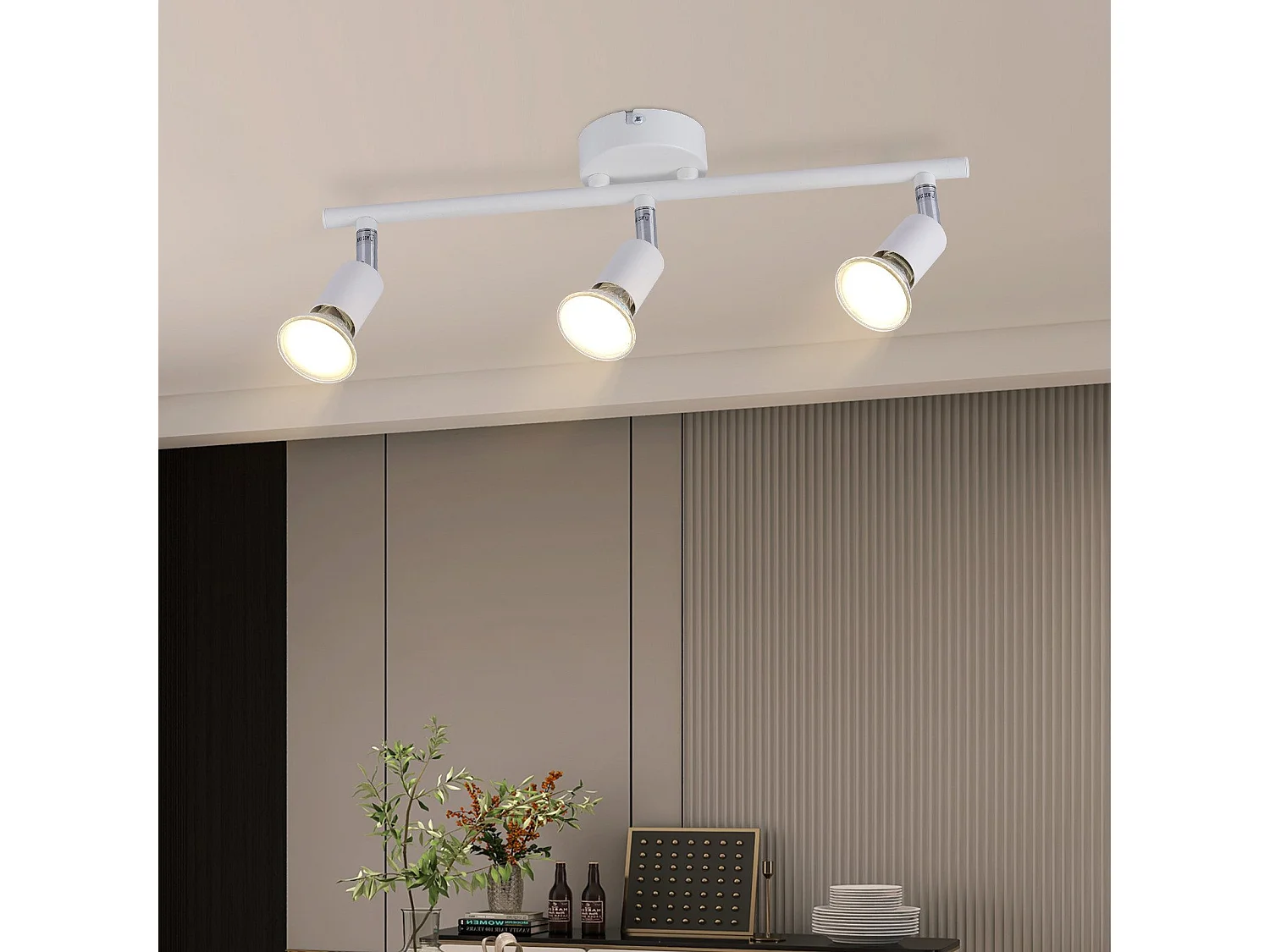 NETTLIFE Spot de plafond LED 3 ampoules plafonnier - plafonnier d'intérieur GU10 blanc chaud moderne