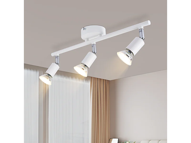 NETTLIFE Opbouwspot 3-lichts GU10 Fitting wit Metaal draaibar Plafondspot L 40cm Vintage Plafondlamp voor Slaapkamer | Hal | Woonkamer | Keuken Zonder Lichtborn