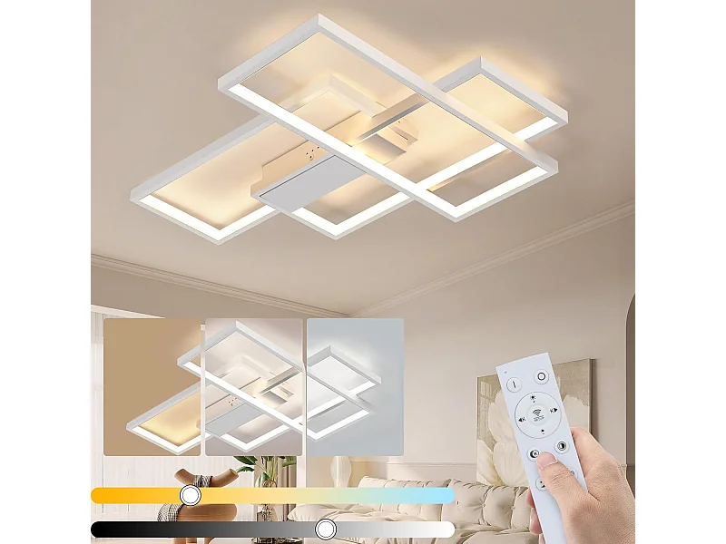 NETTLIFE Plafón LED Ajustable Moderno, Lámpara de Salón, Plafón Blanco, 65W.