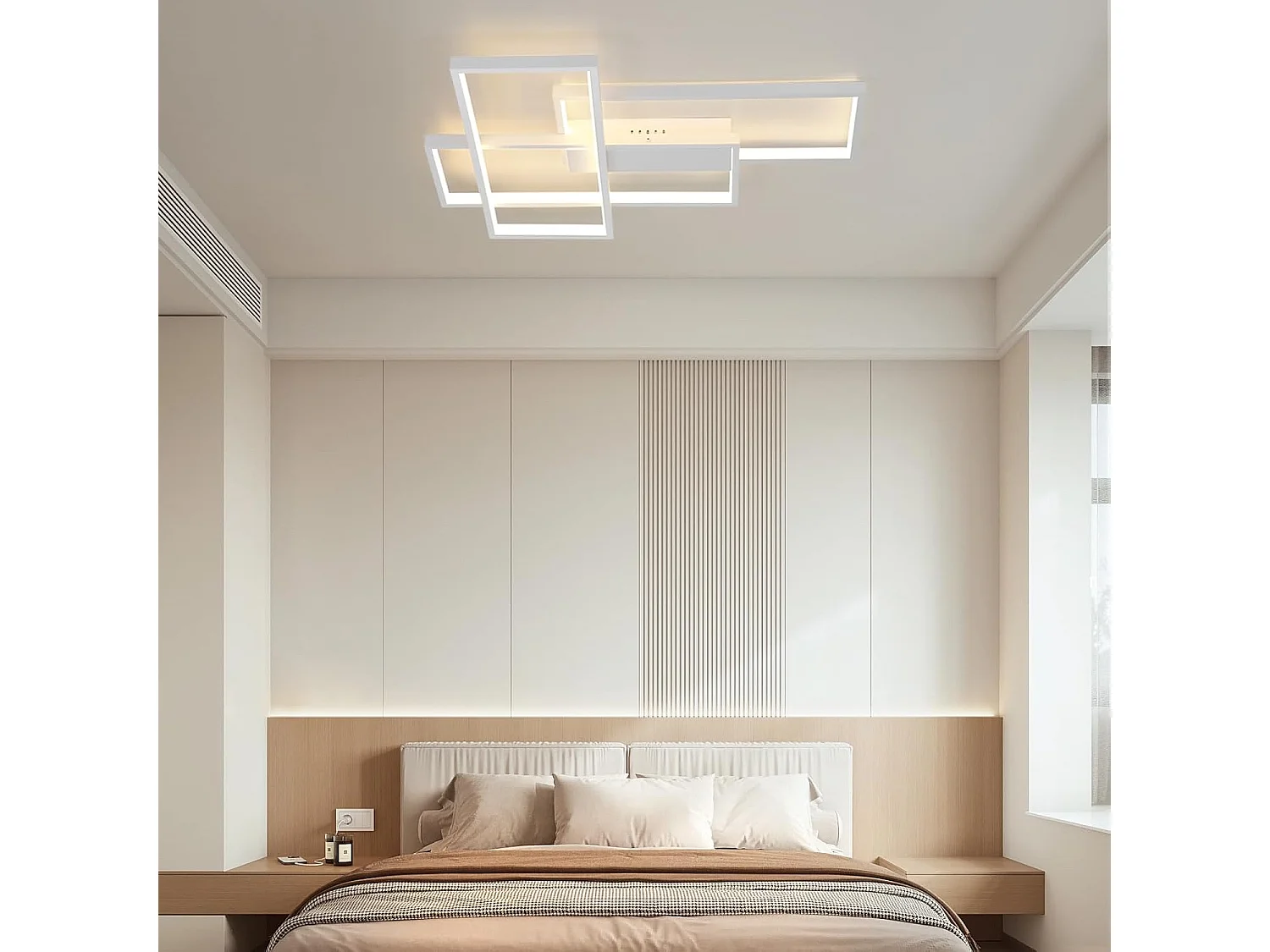 NETTLIFE Plafón LED Ajustable Moderno, Lámpara de Salón, Plafón Blanco, 65W.