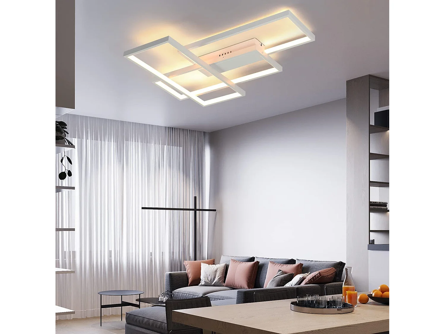 NETTLIFE Plafón LED Ajustable Moderno, Lámpara de Salón, Plafón Blanco, 65W.