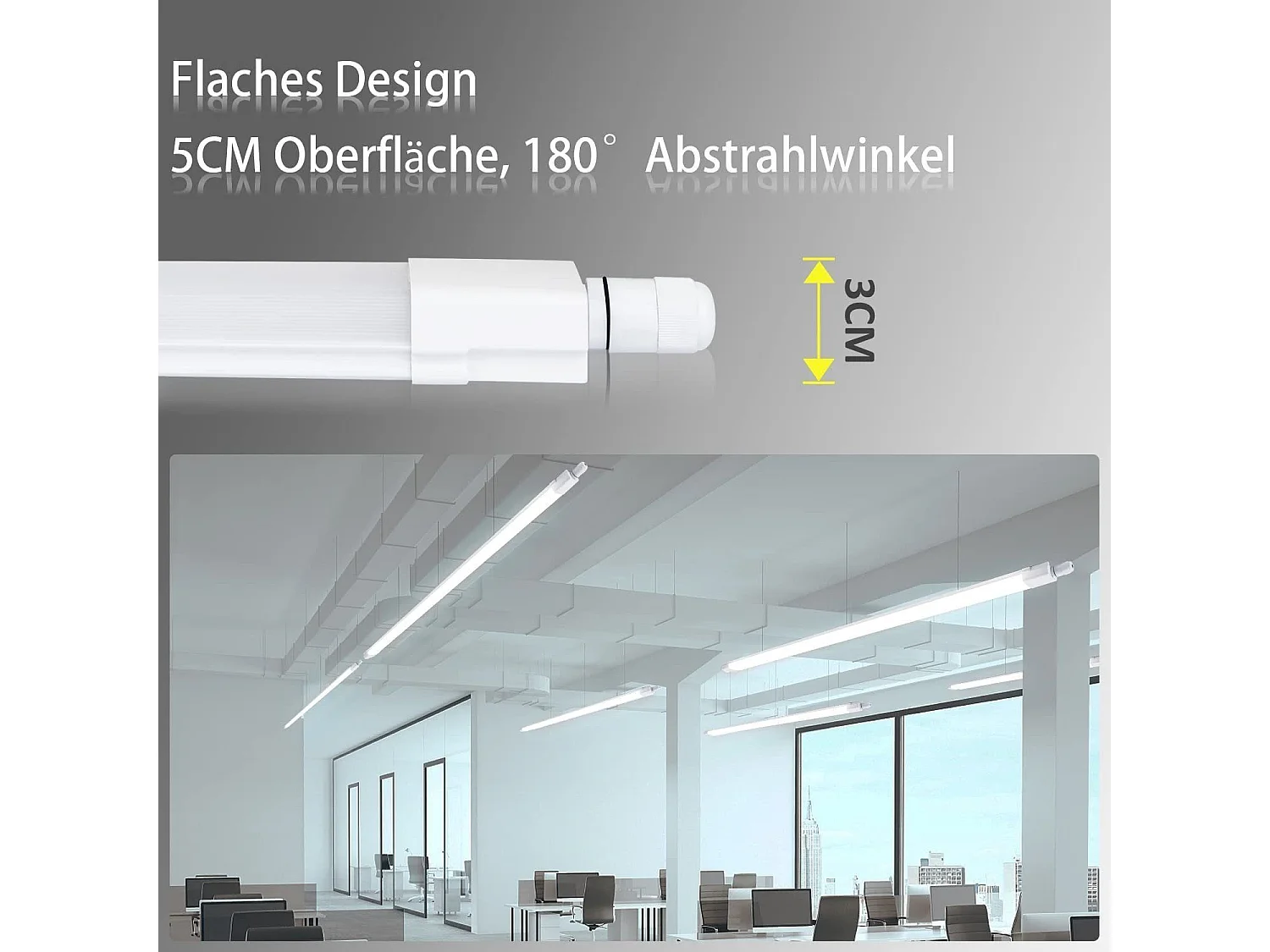 NETTLIFE plafonnier LED 120CM pour pièce humide 36W IP65 blanc neutre 4000K