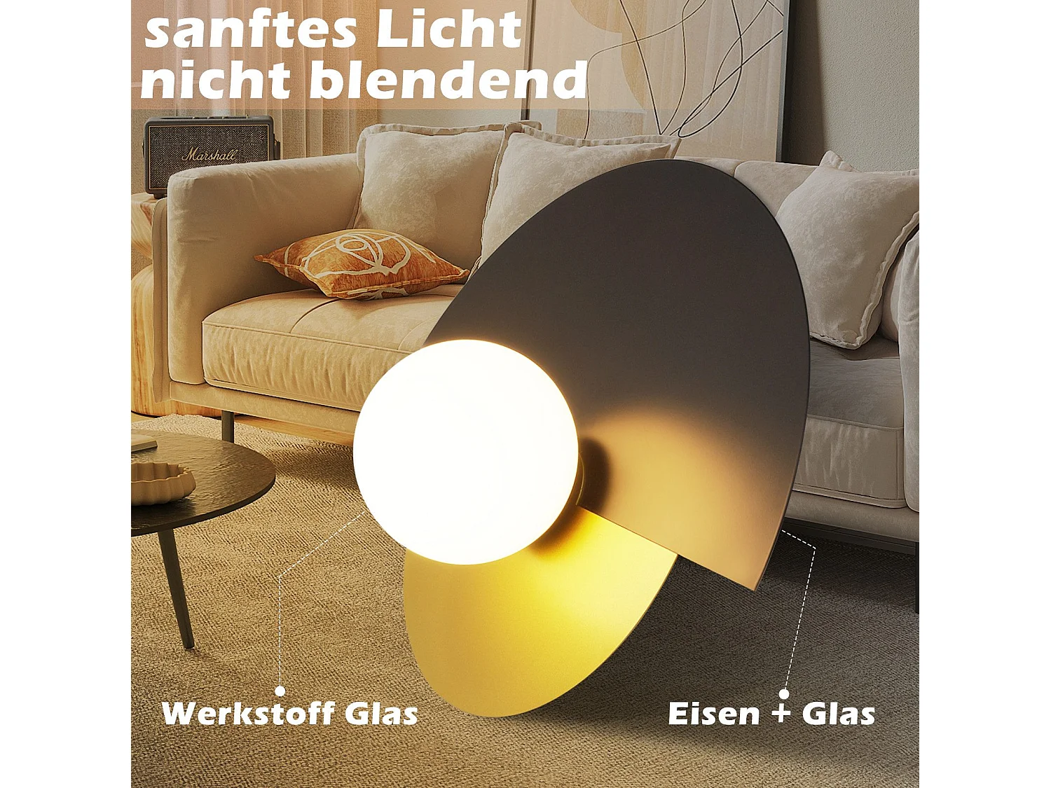 NETTLIFE Plafondlamp E14 zwart goud 1-Lichts Vintage Plafondverlichting met Glas Lampkap Metaal voor Woonkamer | Slaafkamer | Keuken | Hal Zonder Lichtborn 35.5cm