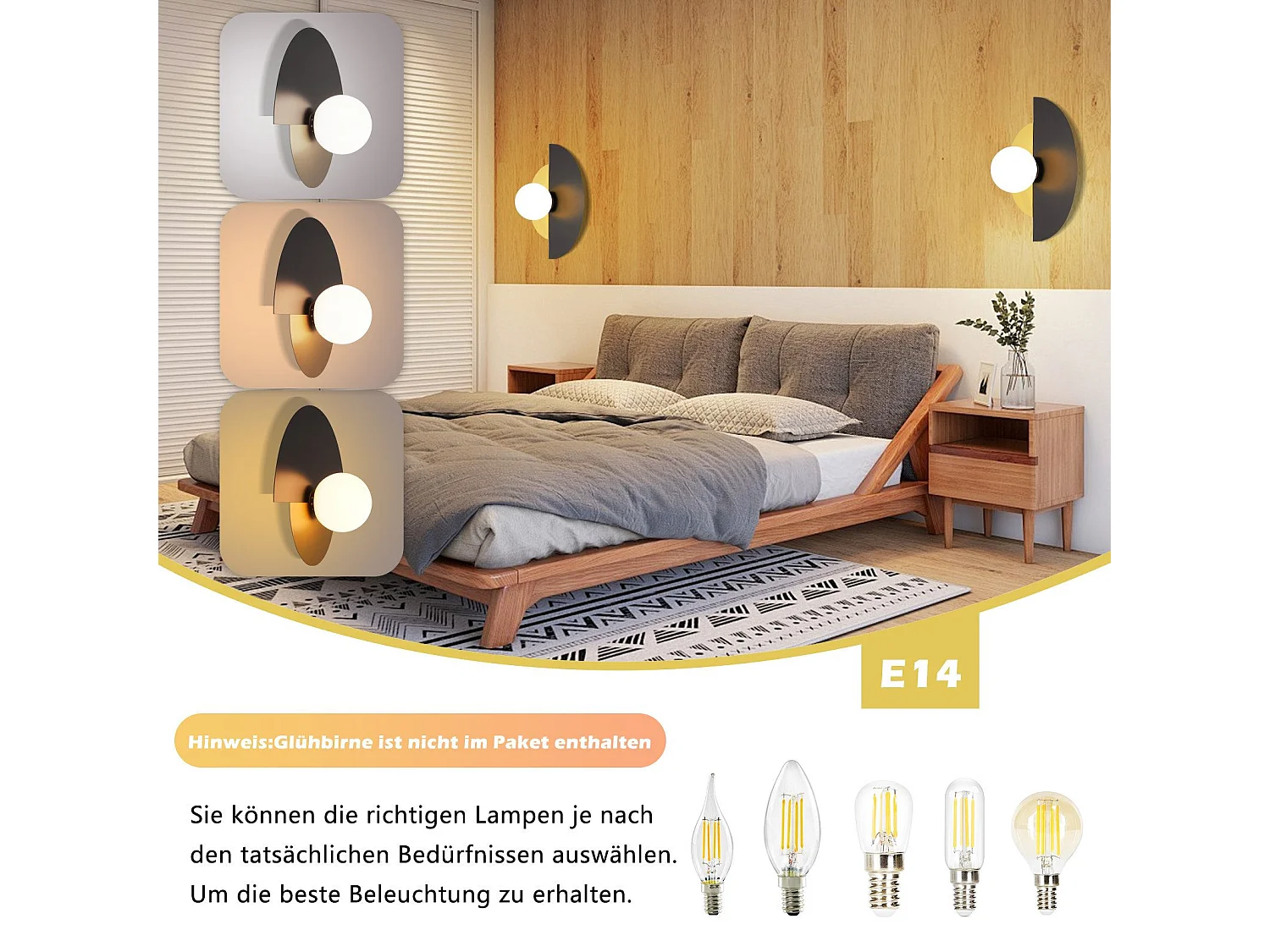 NETTLIFE applique murale noir doré couloir vintage verre et métal design moderne E14