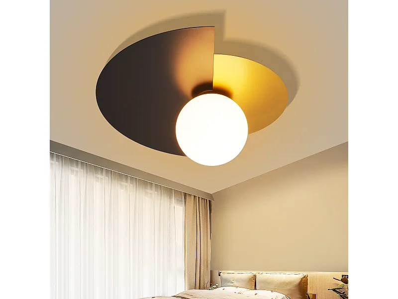 NETTLIFE schwarz gold Wandleuchte Flur Vintage Glas und Metall modernes Design E14