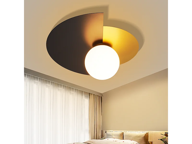 NETTLIFE applique murale noir doré couloir vintage verre et métal design moderne E14