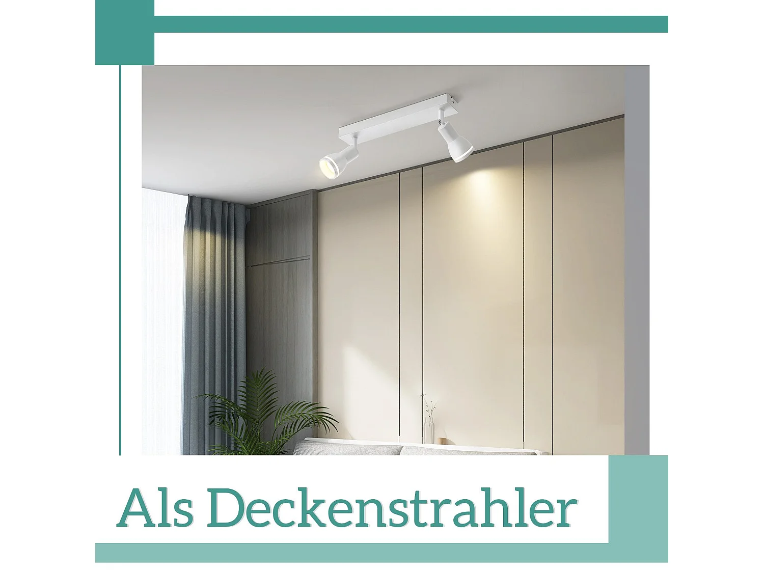 NETTLIFE Spot de plafond LED 2 ampoules blanc salon plafonnier spot orientable GU10 spot lampe moderne