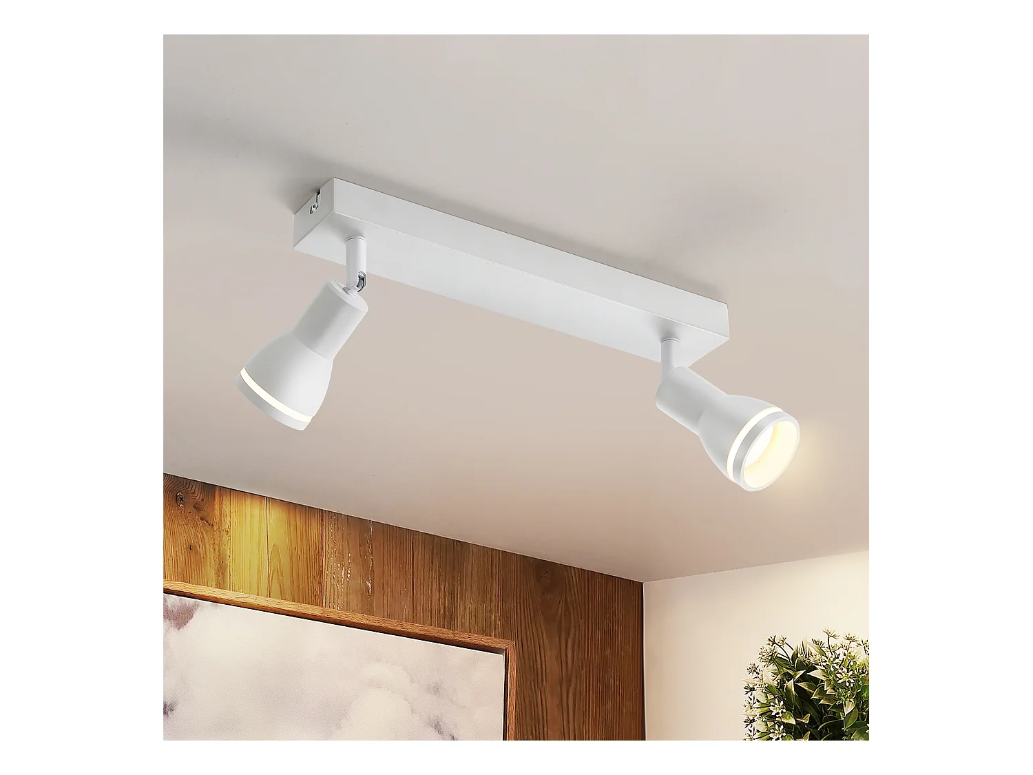 NETTLIFE Opbouwspot GU10 L 30cm wit 2-Lichts rechthoekig  Plafondlamp 355° draaibaar Plafondspot creatief ontwerp Lampkap
