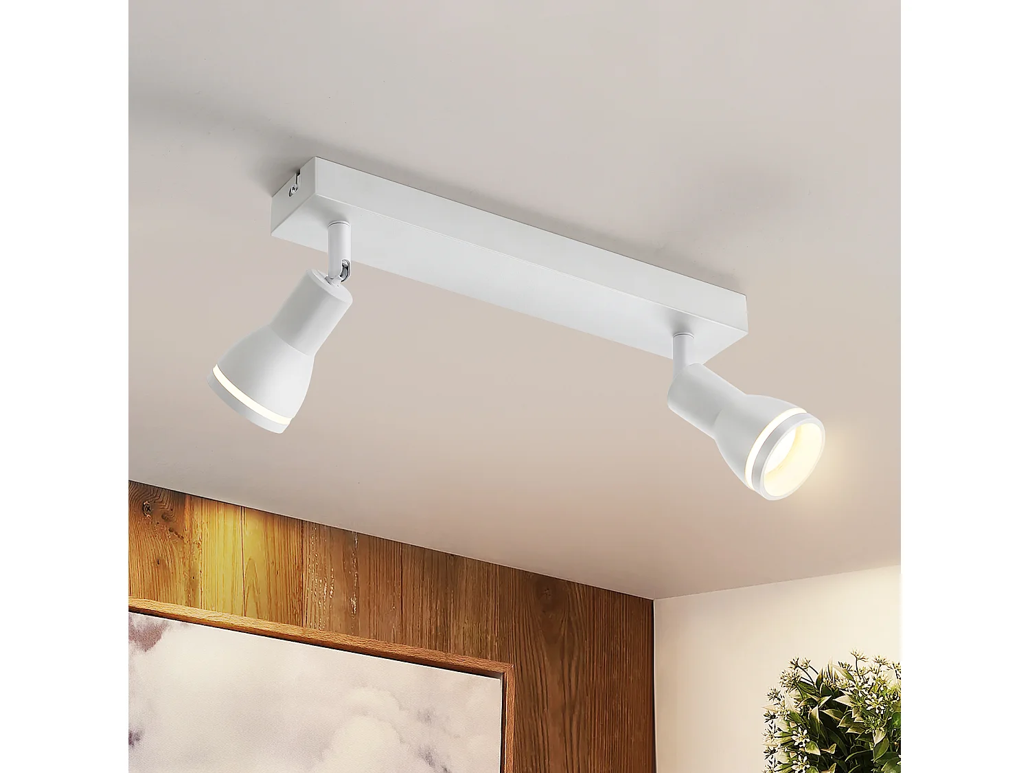 NETTLIFE Spot de plafond LED 2 ampoules blanc salon plafonnier spot orientable GU10 spot lampe moderne