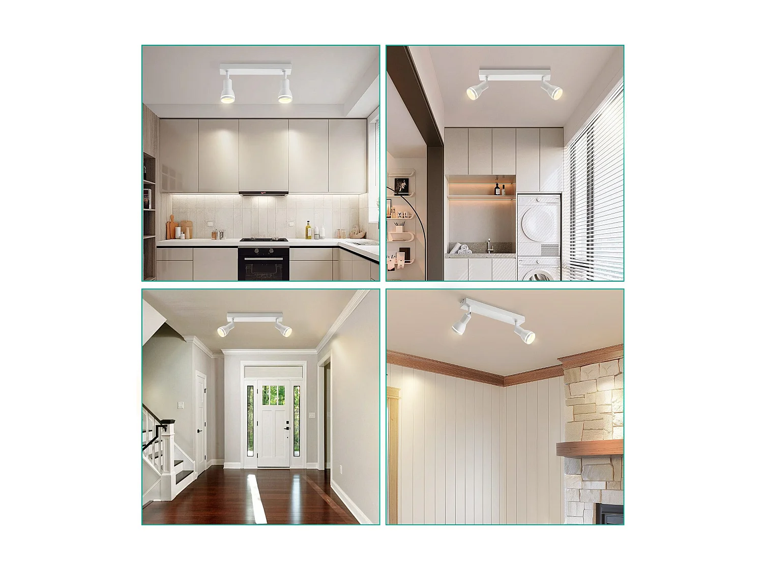 NETTLIFE Spot de plafond LED 2 ampoules blanc salon plafonnier spot orientable GU10 spot lampe moderne