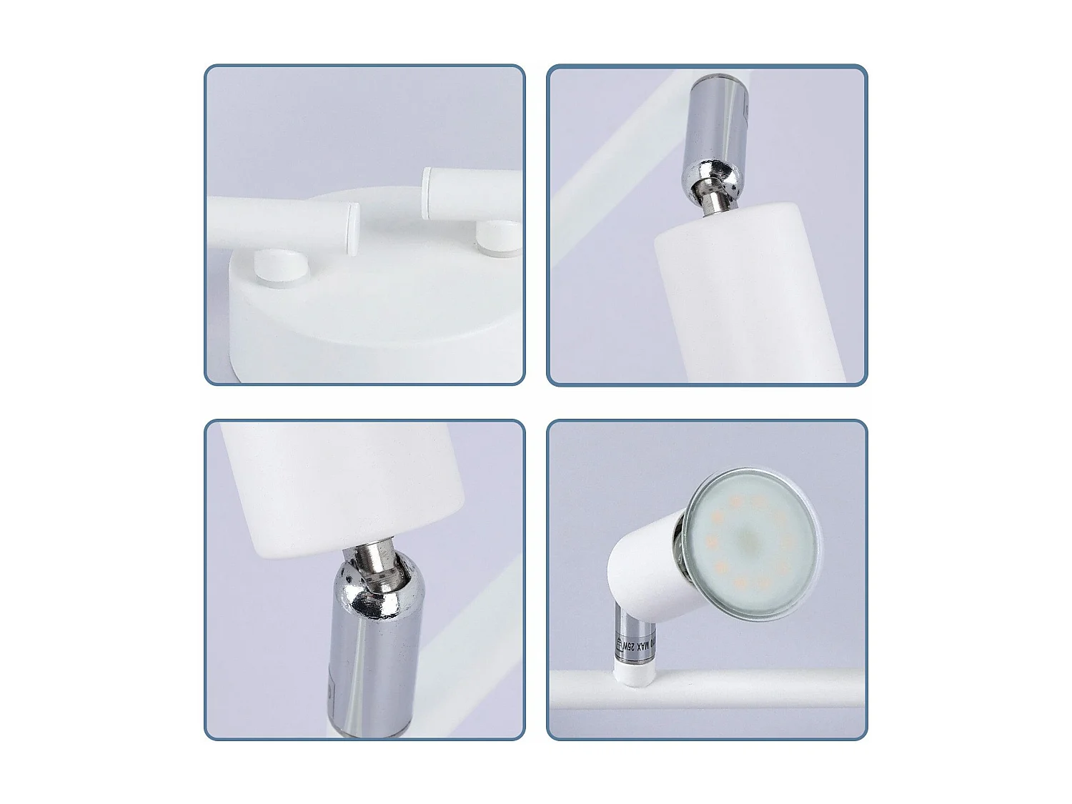 NETTLIFE Opbouwspot 4-lichts GU10 Fitting wit Metaal draaibar Plafondspot L 60cm Vintage Plafondlamp voor Slaapkamer | Hal | Woonkamer | Keuken Zonder Lichtborn