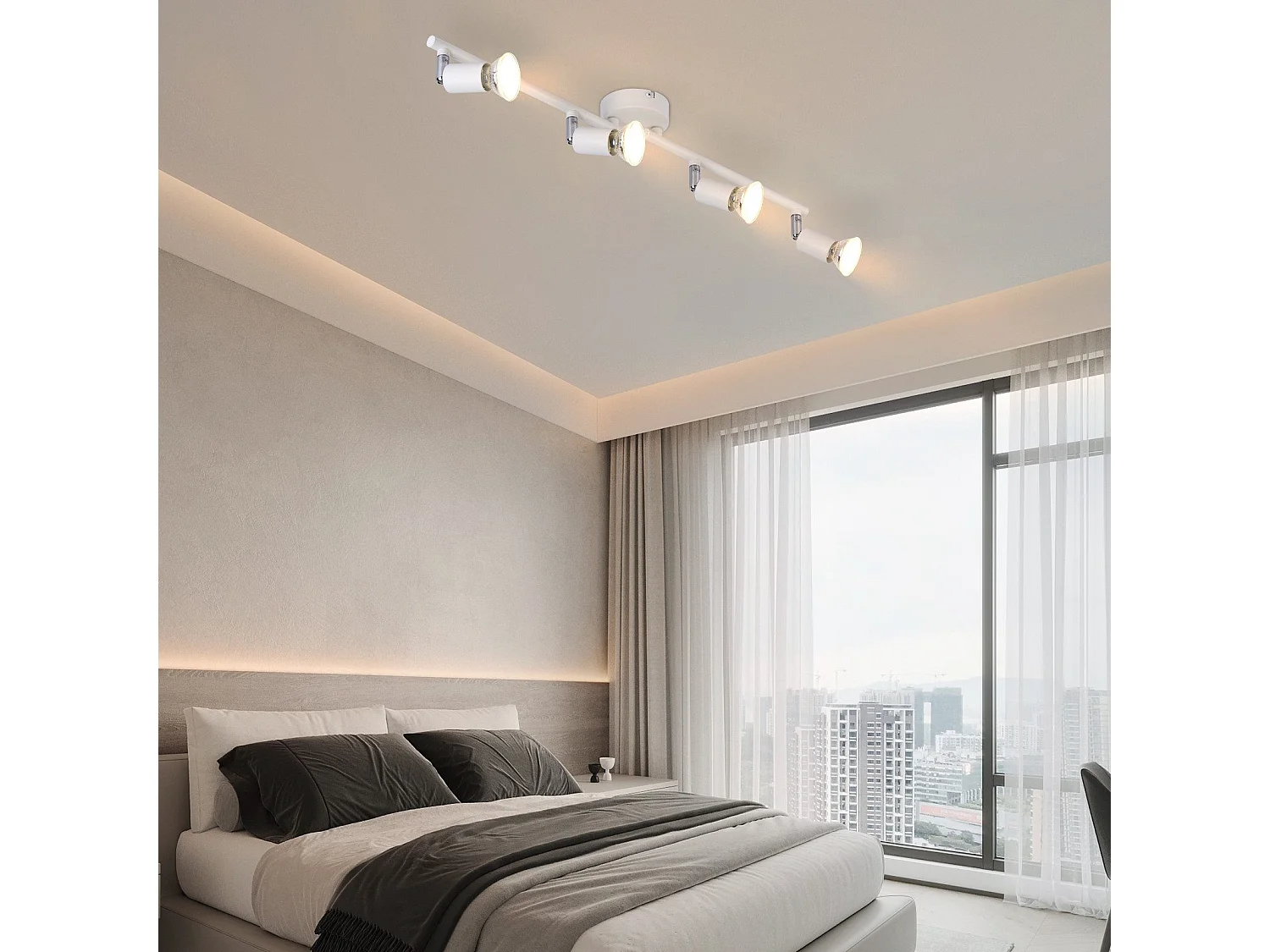 NETTLIFE Plafonnier LED 4 ampoules GU10 plafonnier moderne spot intérieur blanc