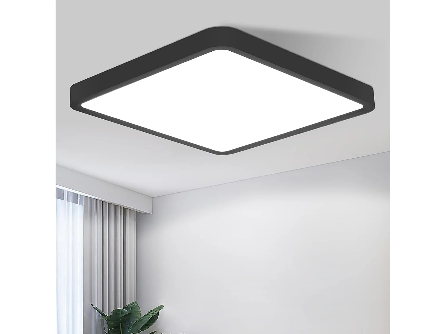 NETTLIFE plafonnier LED plafonnier plat 23 CM noir 18W 6500K