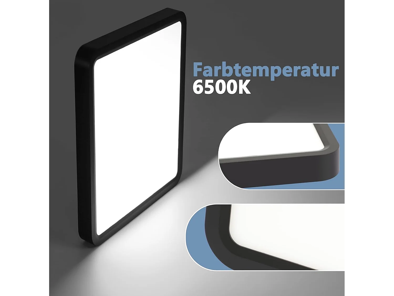 NETTLIFE plafonnier LED plafonnier plat 23 CM noir 18W 6500K