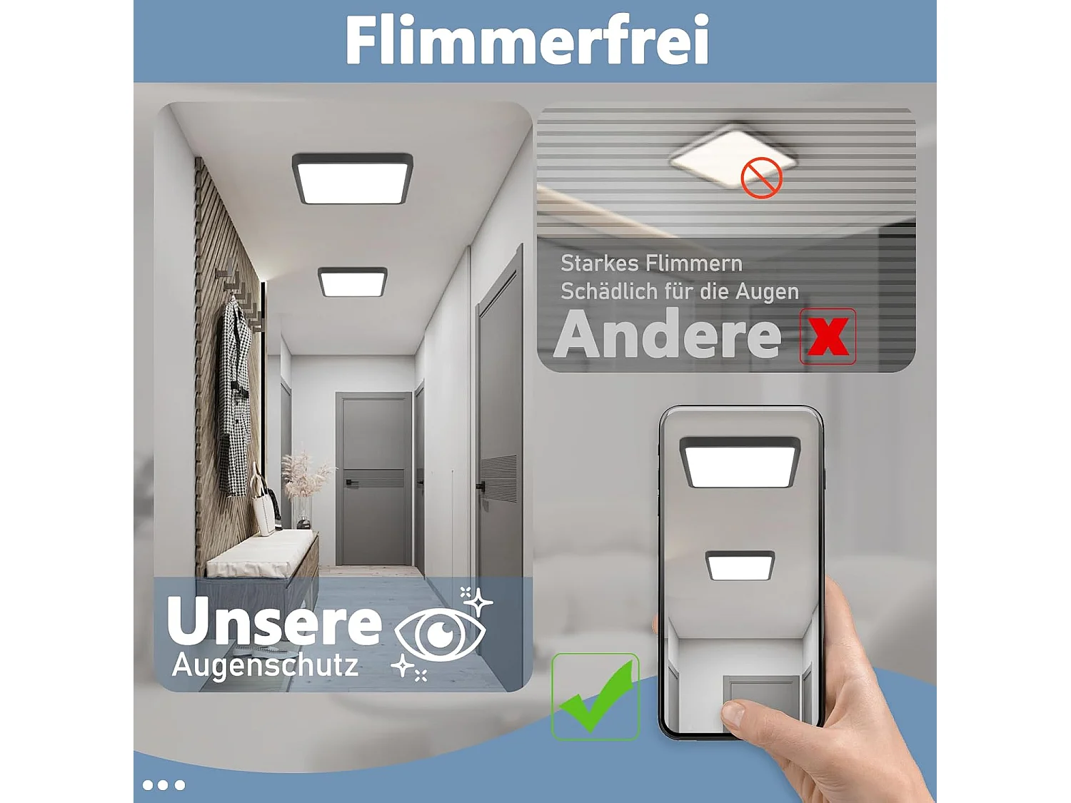 NETTLIFE plafonnier LED plafonnier plat 23 CM noir 18W 6500K