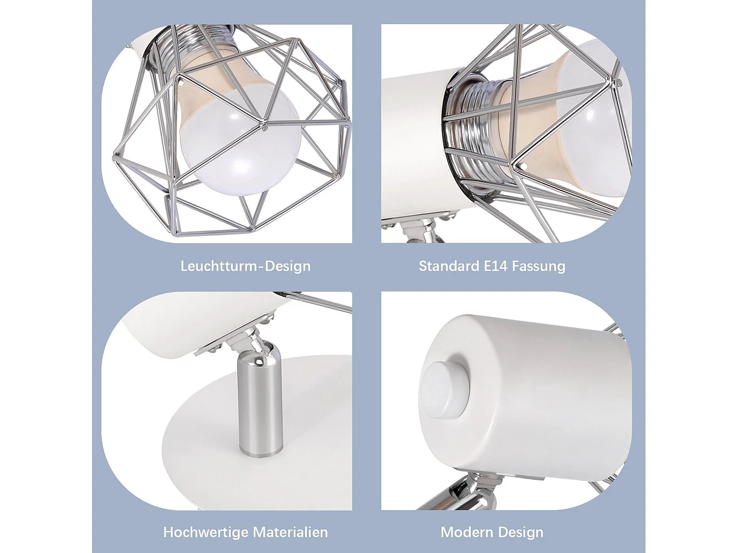 NETTLIFE Spot Mural Vintage Blanc Applique Murale E14 Réglable 350° Abat-Jour en Métal Rétro Bar Salle à Manger Hôtel Max.