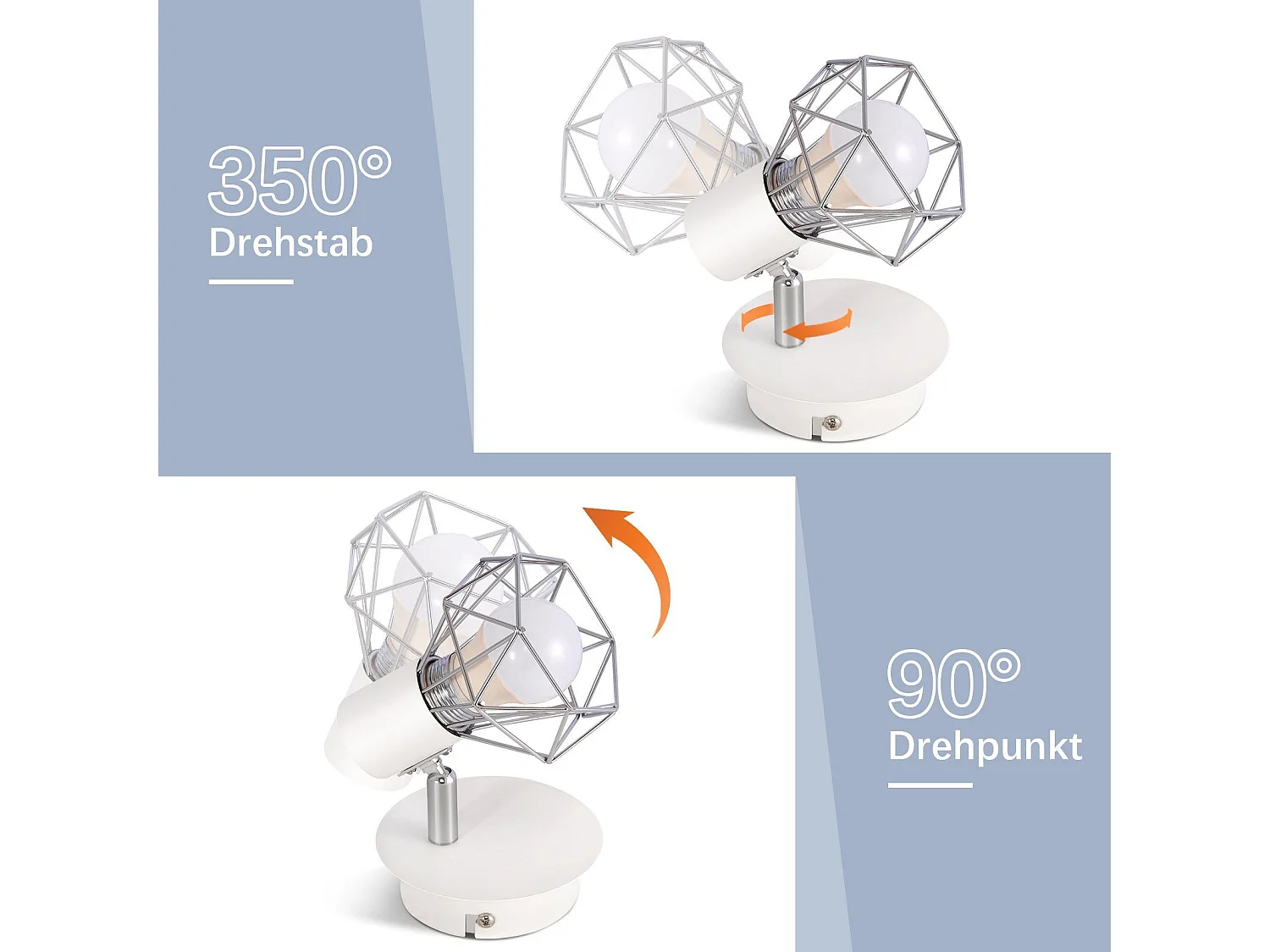 NETTLIFE Spot Mural Vintage Blanc Applique Murale E14 Réglable 350° Abat-Jour en Métal Rétro Bar Salle à Manger Hôtel Max.