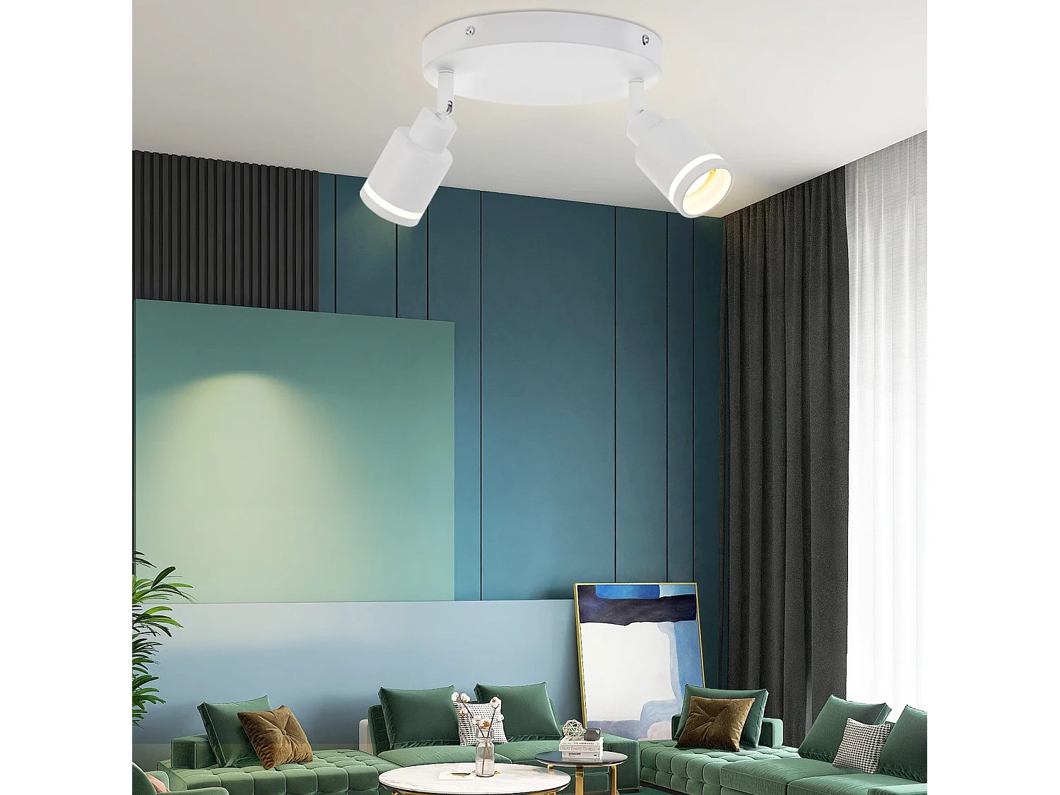 NETTLIFE Spot de plafond plafonnier moderne 2 ampoules orientables Plafonnier GU10 métal blanc