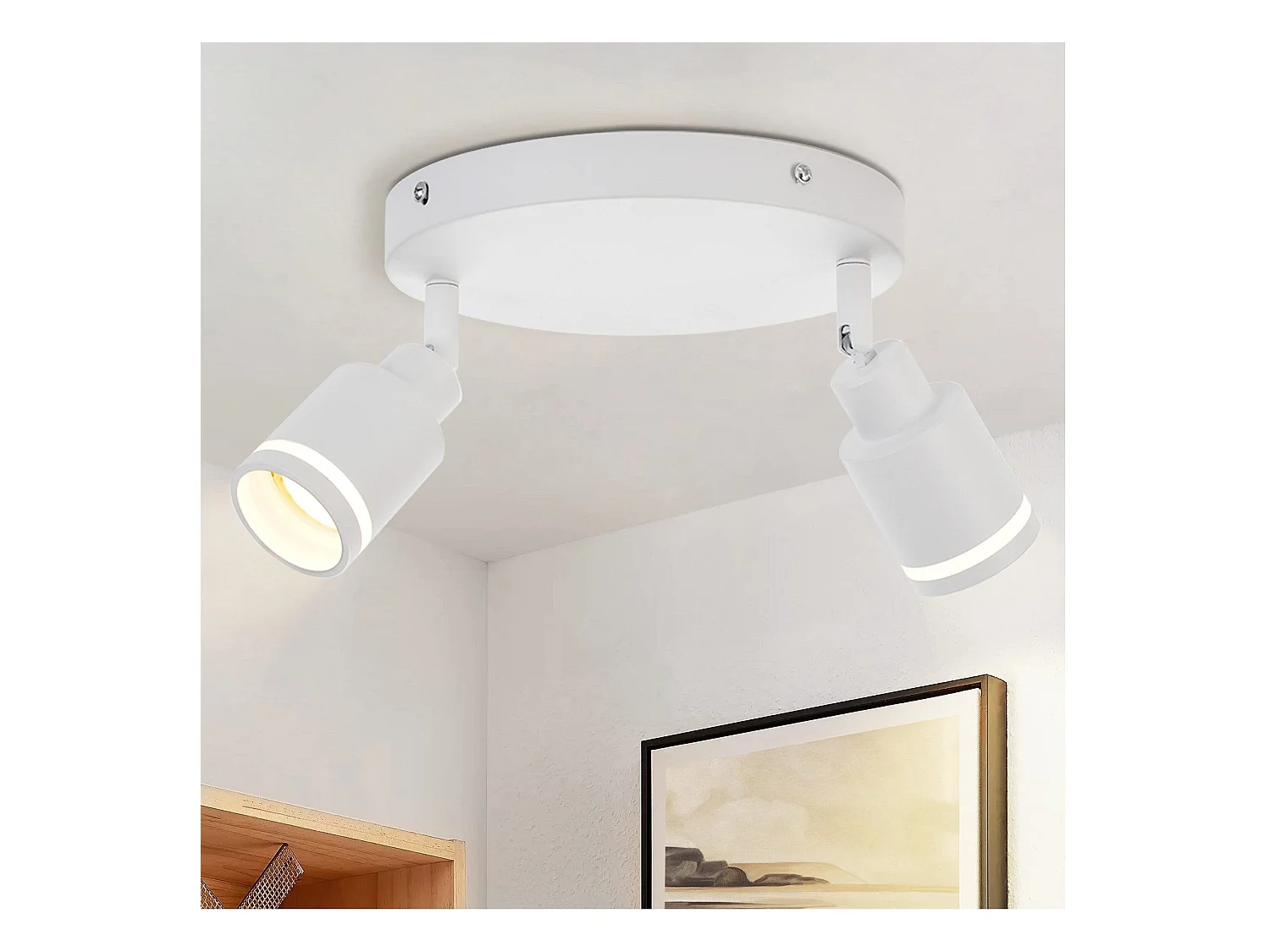 NETTLIFE Opbouwspot GU10 Fitting 2-Lichts rond Wit Moderne Plafondlamp L 12cm Metaal 355° kantelbaar Plafondspot voor Woonkamer | Slaafkamer | Gang Zonder Lichtborn