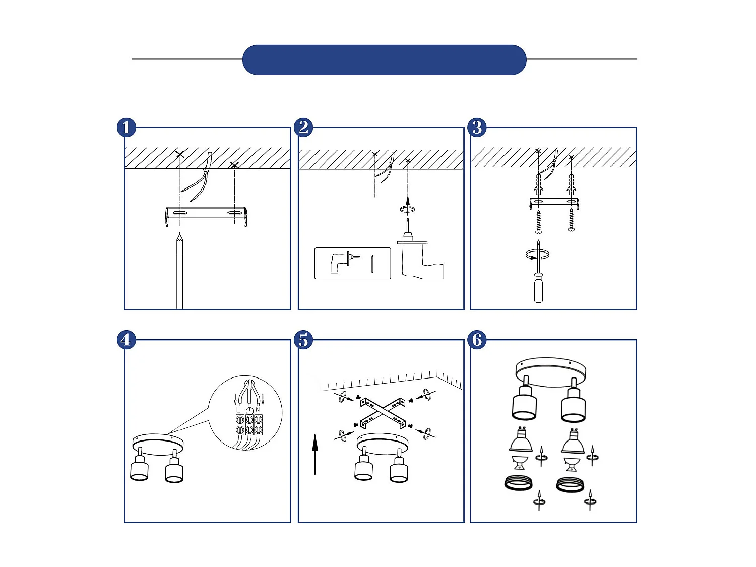 NETTLIFE Spot de plafond plafonnier moderne 2 ampoules orientables Plafonnier GU10 métal blanc