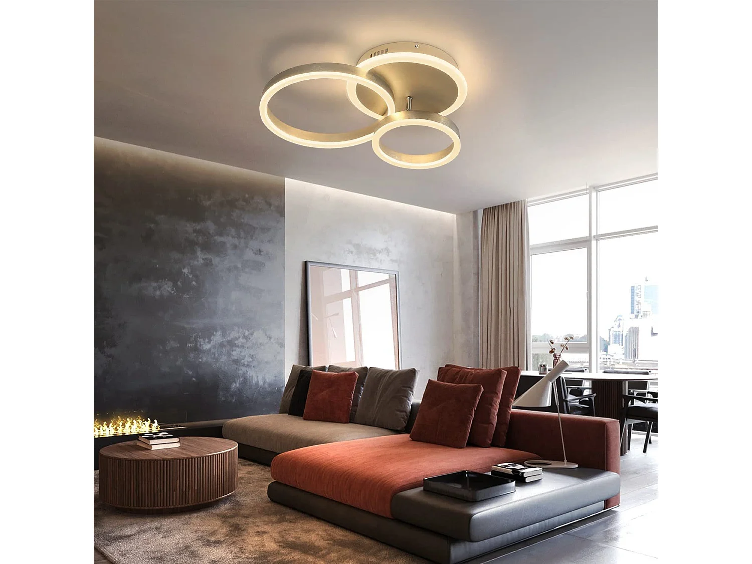 NETTLIFE Plafonnier à Led à intensité variable Ring Design avec télécommande Moderne 46W