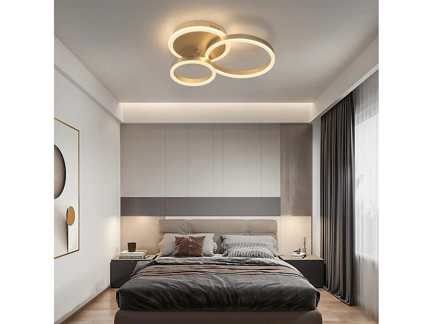 NETTLIFE Plafonnier à Led à intensité variable Ring Design avec télécommande Moderne 46W