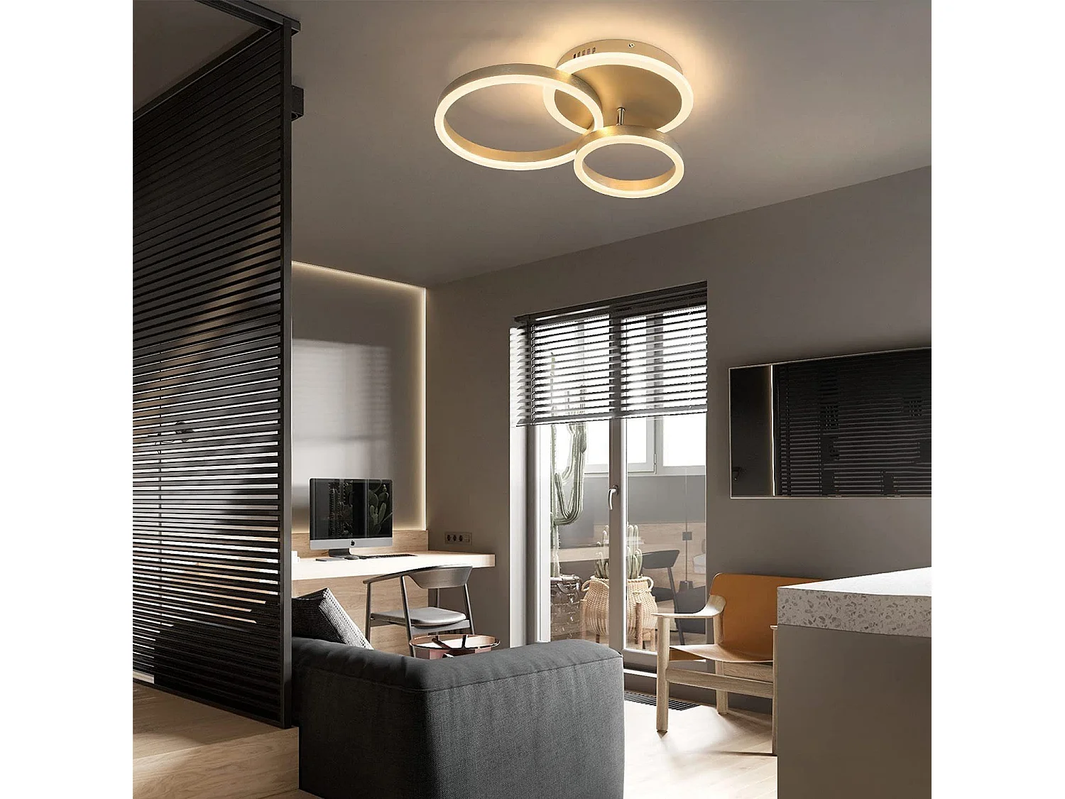 NETTLIFE Plafonnier à Led à intensité variable Ring Design avec télécommande Moderne 46W