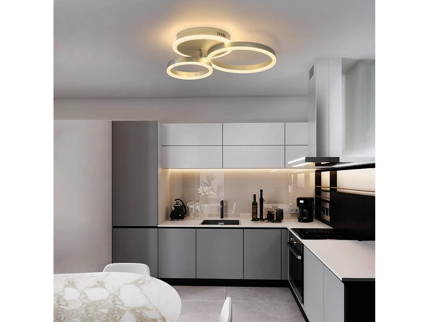 NETTLIFE Plafonnier à Led à intensité variable Ring Design avec télécommande Moderne 46W