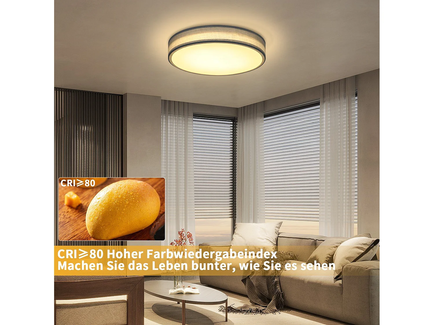 NETTLIFE Plafondlamp LED - 30CM - groen - Moderne - met Stoffen Lampenkap - rond - 3000K Warm wit Licht - voor Woonkamer | Slaapkamer | Keuken | Gang - 12W