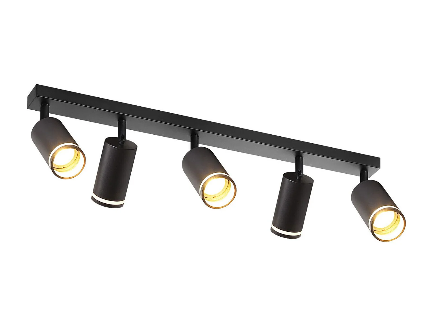 NETTLIFE Plafonnier 5 Spots moderne : plafonnier Noir spot GU10 spots orientables à 355°métal intérieur pour cuisine, salon, chambre, sans ampoule