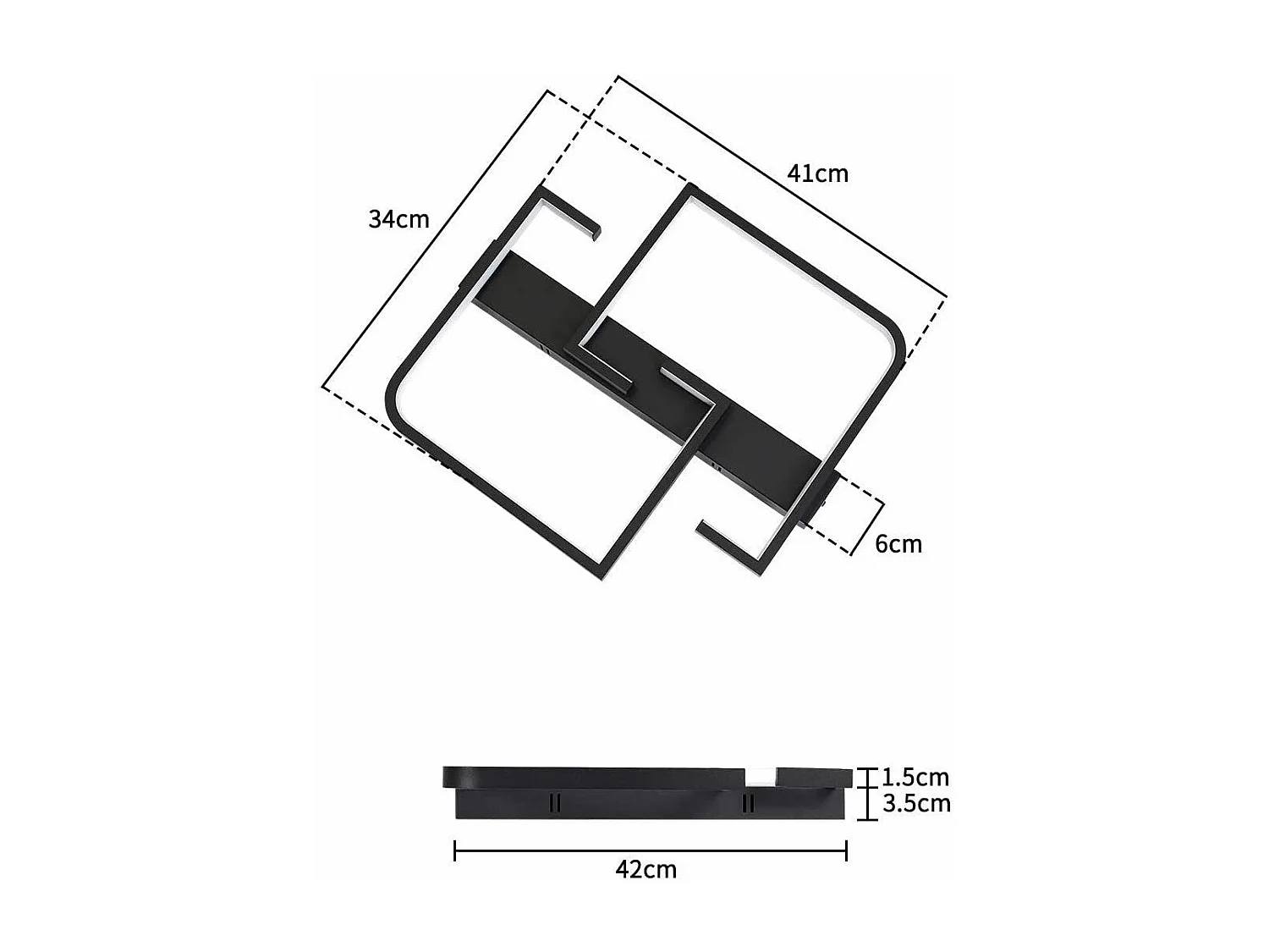 NETTLIFE 35W LED-plafondlamp, zwarte dimbare woonkamerlamp met afstandsbediening, moderne design eettafellamp
