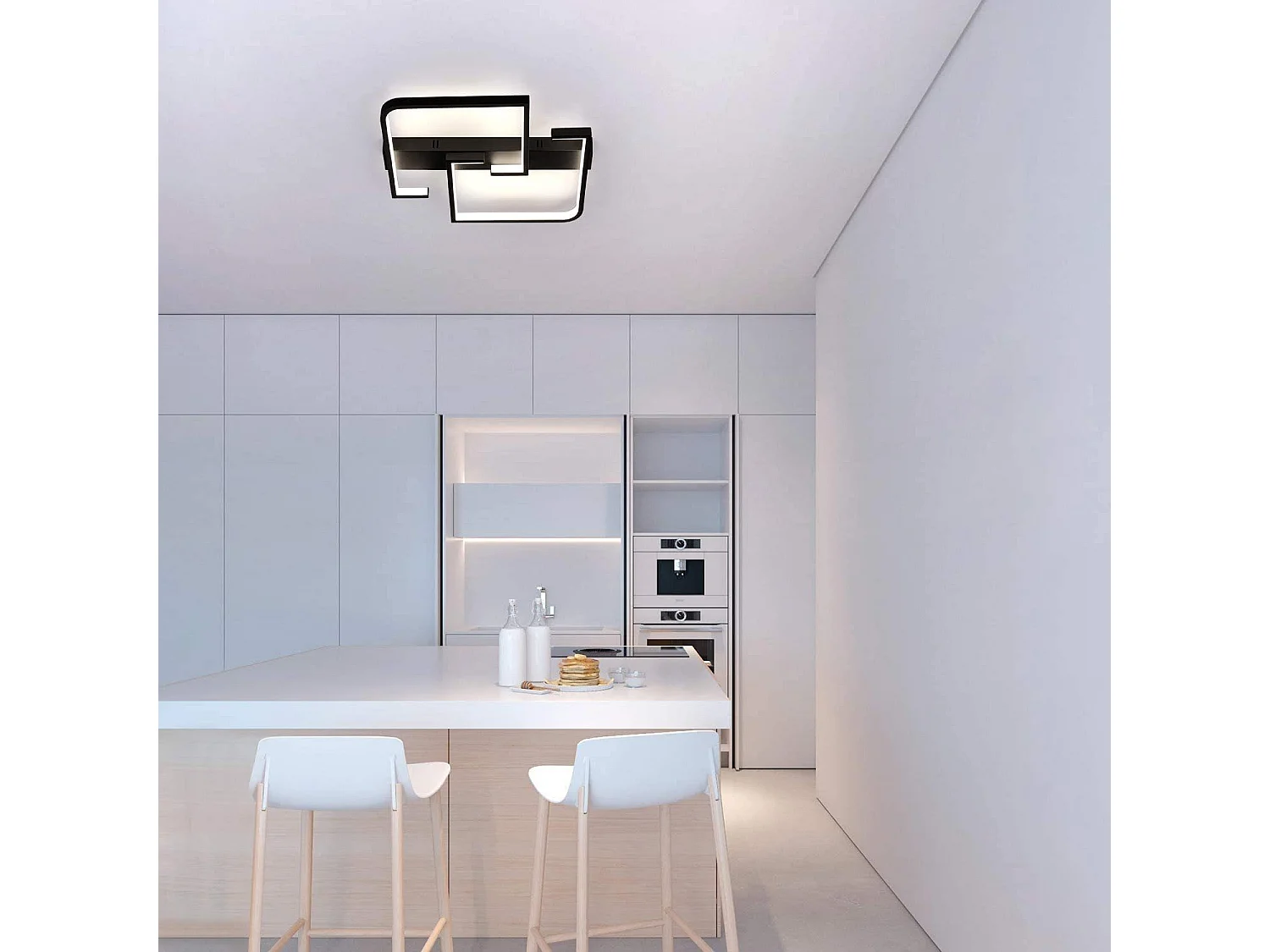 NETTLIFE 35W LED-plafondlamp, zwarte dimbare woonkamerlamp met afstandsbediening, moderne design eettafellamp