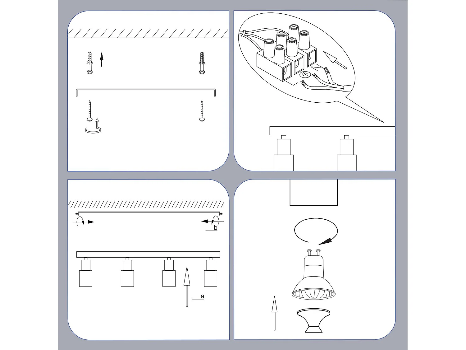 NETTLIFE Opbouwspot GU10 Fitting roségoud vierkant L 62cm Moderne Plafondlamp  355° kantelbaar Plafondspot voor Woonkamer Slaafkamer Gang Zonder Lichtborn4-Lichts