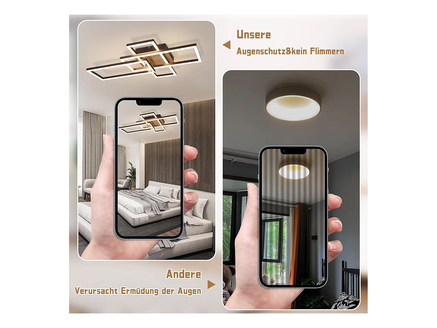 NETTLIFE Plafonnier LED 3000K Bois Noir Lampe de Chambre Moderne Design Plafonnier 32W Blanc Chaud