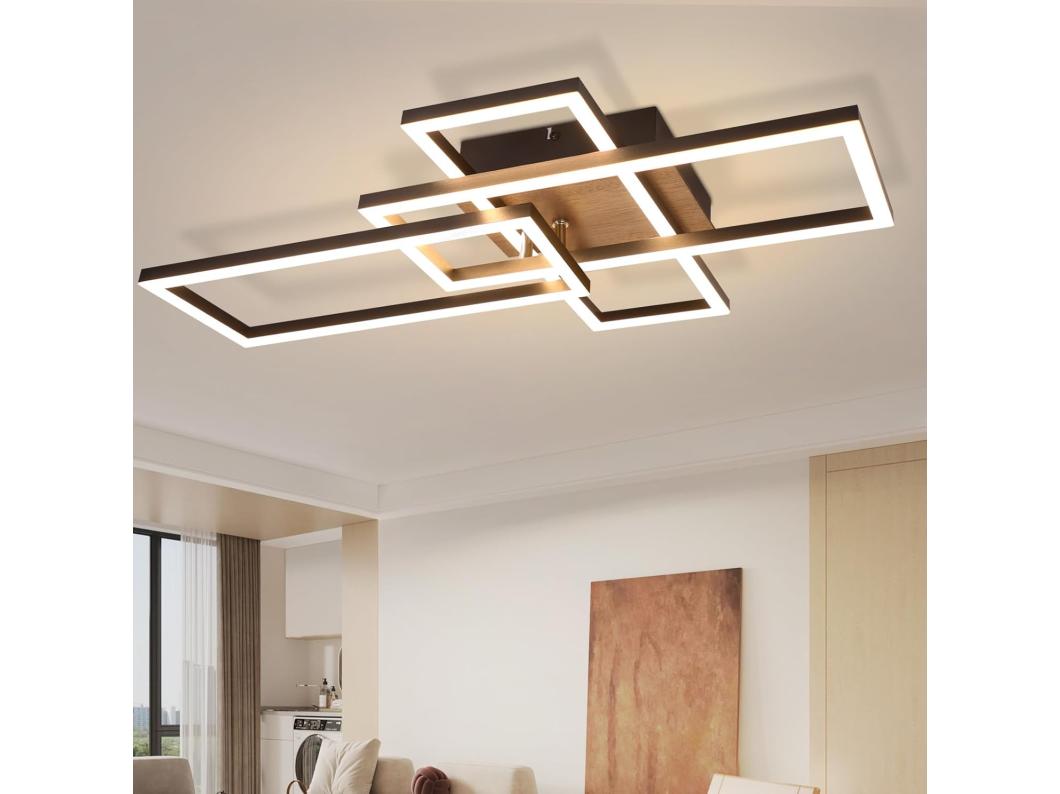 NETTLIFE Lampa sufitowa LED 3000K Czarne drewno Lampa sufitowa do sypialni Nowoczesna lampa sufitowa 32W Ciepła biel
