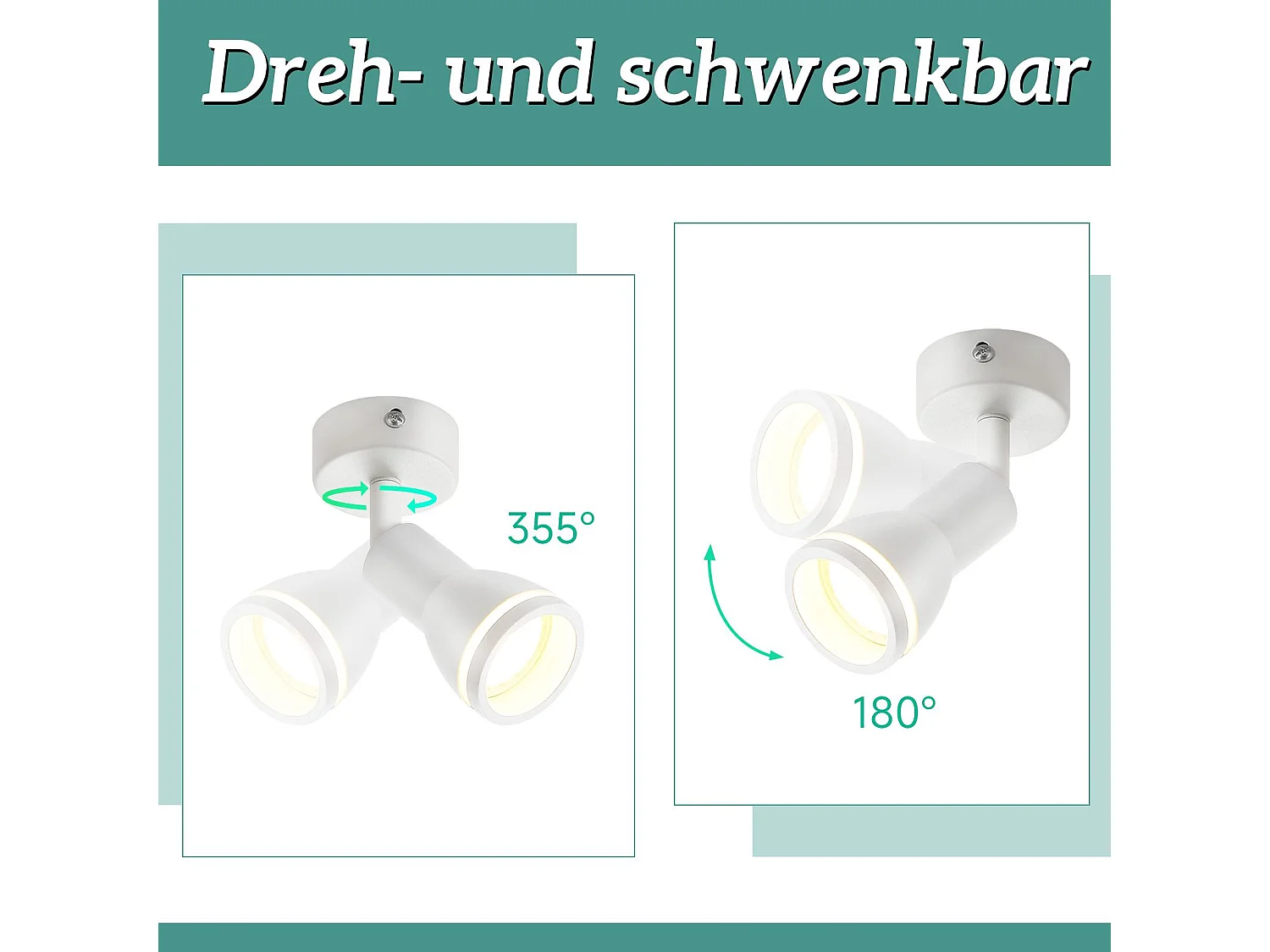 NETTLIFE Spot de plafond LED 1 ampoule blanc salon plafonnier orientable GU10 spot lampe moderne