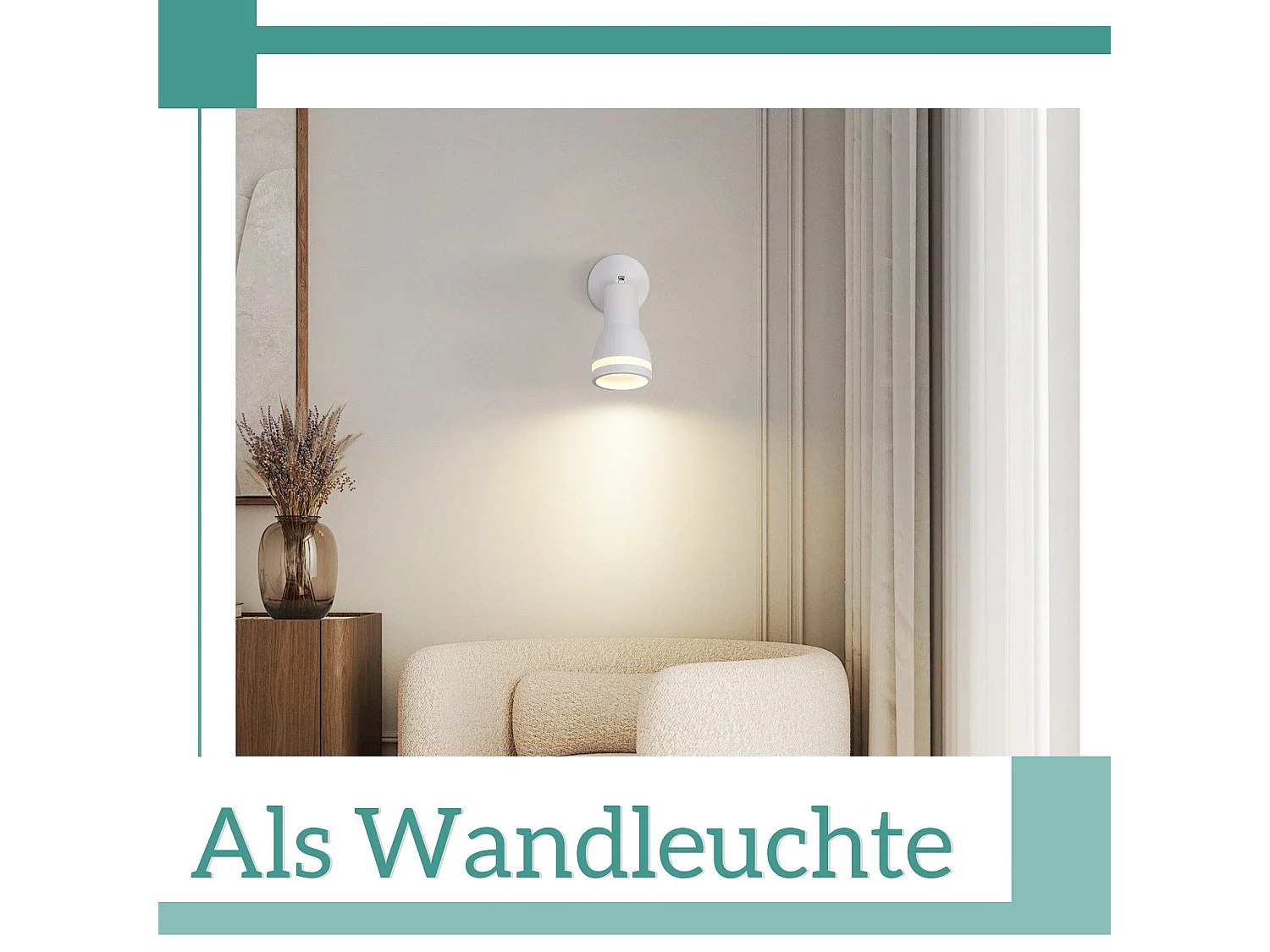 NETTLIFE Spot de plafond LED 1 ampoule blanc salon plafonnier orientable GU10 spot lampe moderne