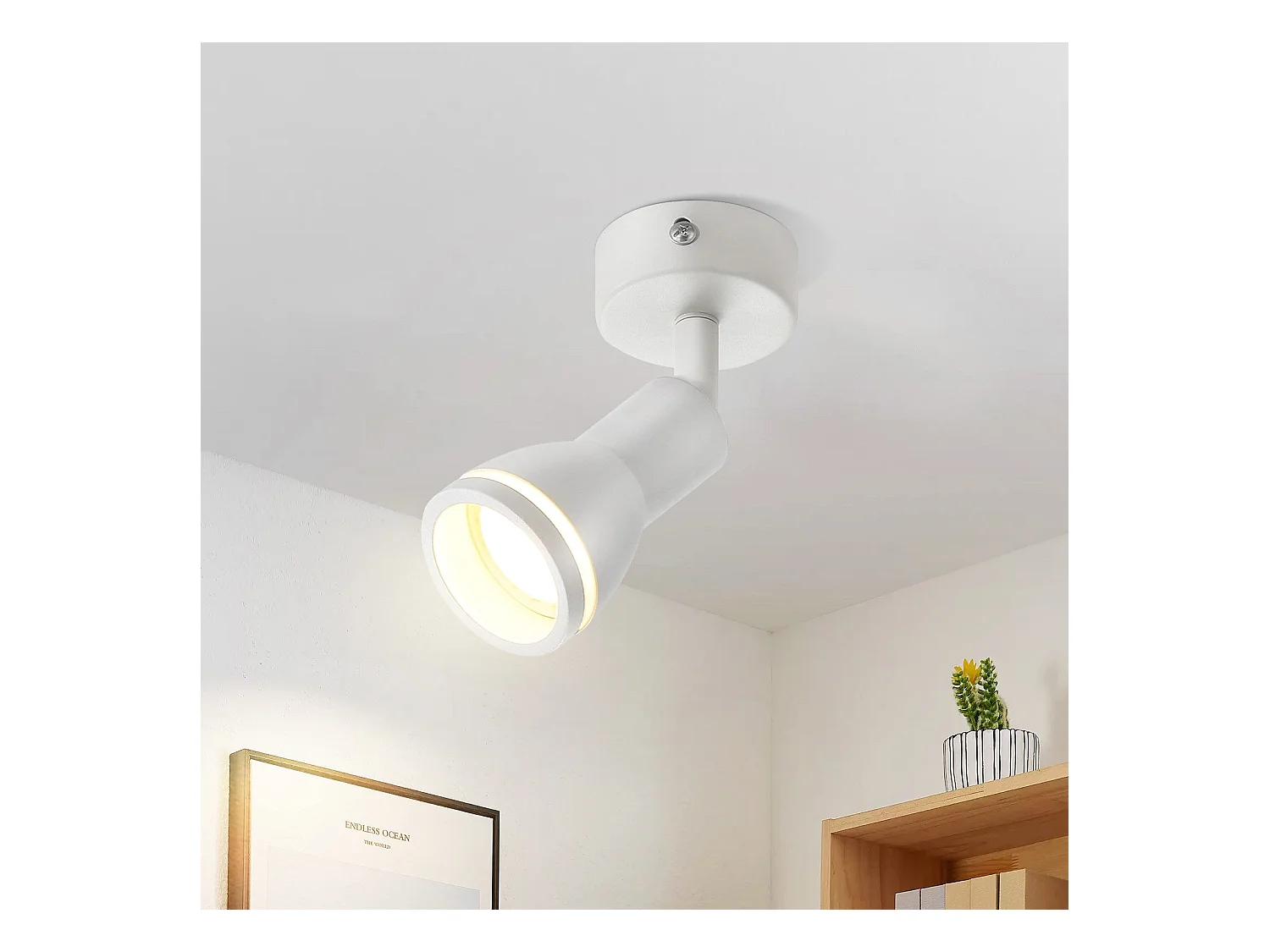 NETTLIFE Spot de plafond LED 1 ampoule blanc salon plafonnier orientable GU10 spot lampe moderne