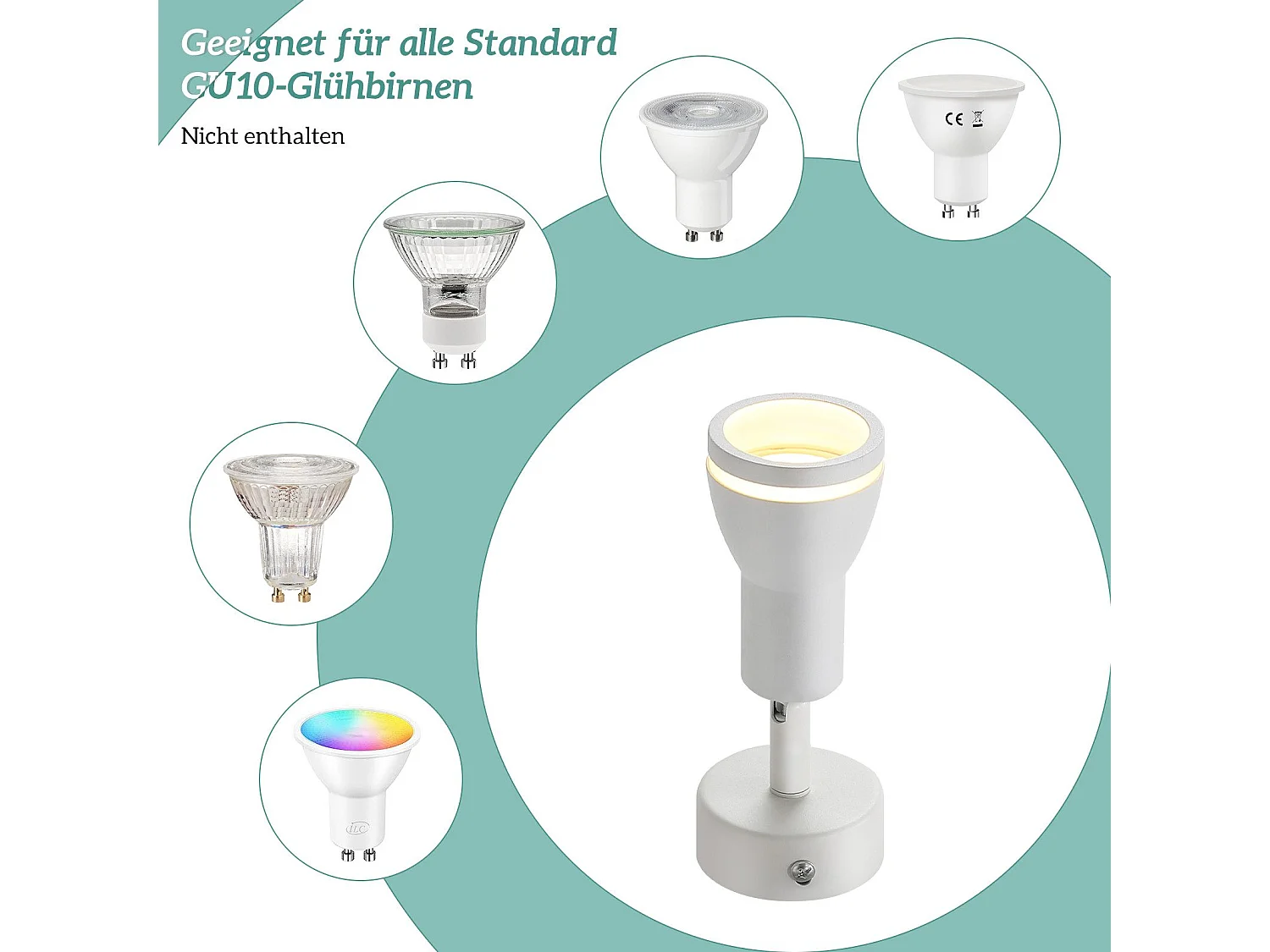 NETTLIFE Spot de plafond LED 1 ampoule blanc salon plafonnier orientable GU10 spot lampe moderne