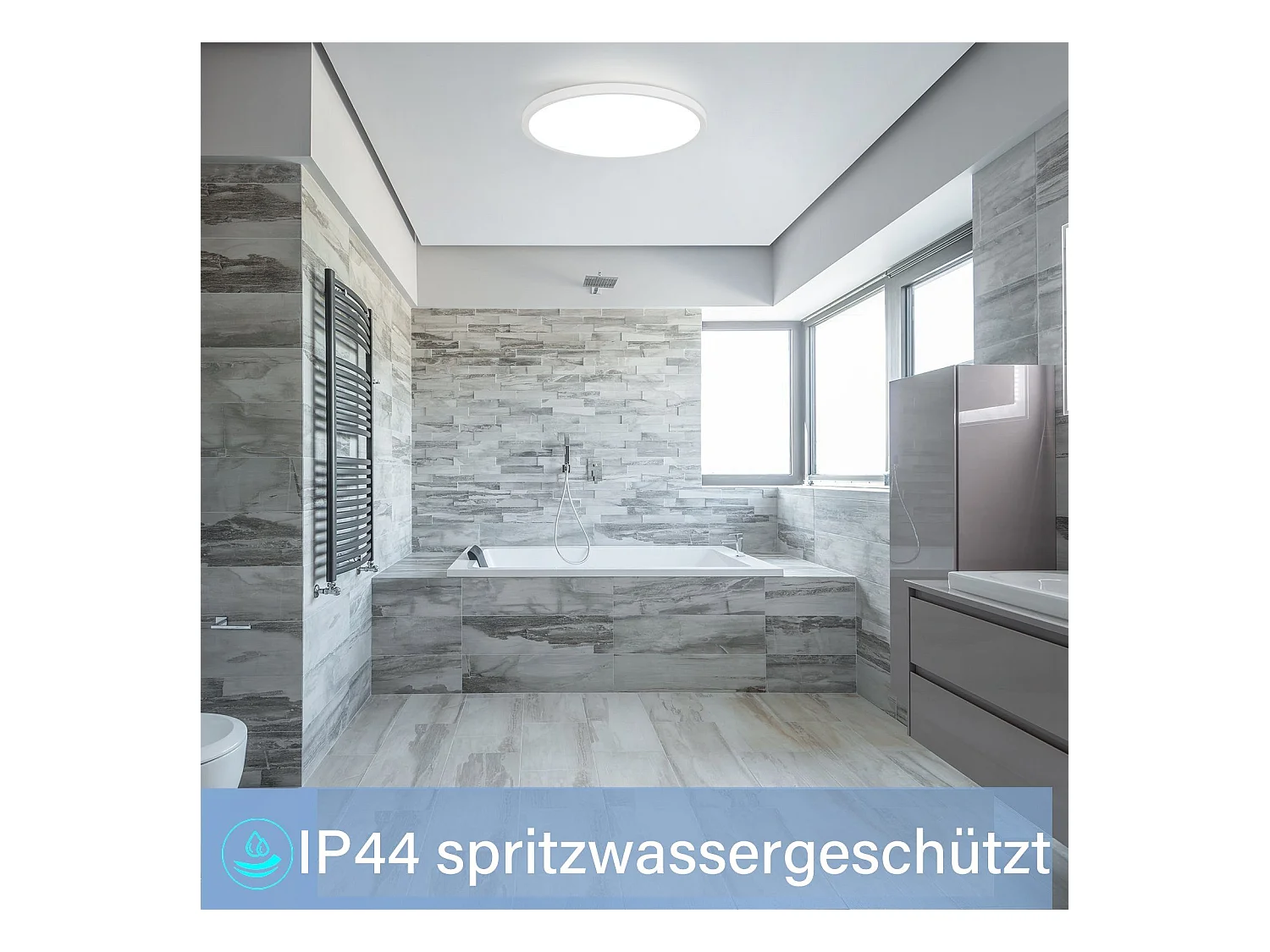 NETTLIFE plafonnier LED salle de bain Ø30cm lampe chambre lampe cuisine plate 4000K 18W lampe salle de bain IP44