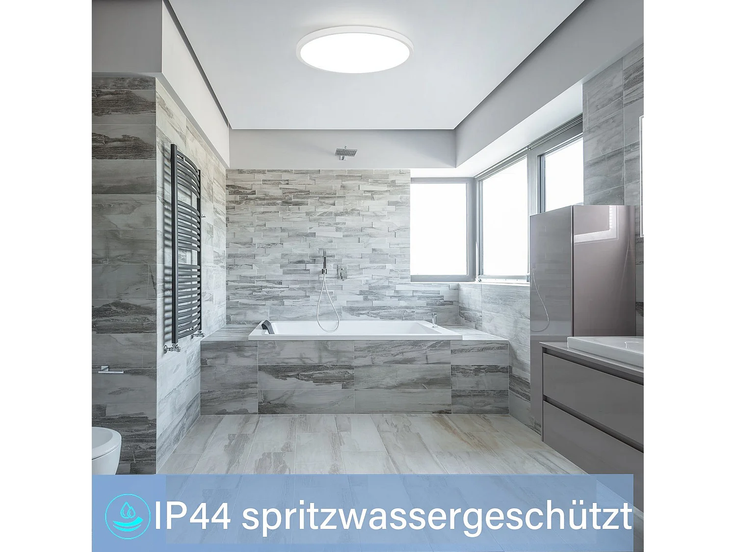 NETTLIFE plafonnier LED salle de bain Ø30cm lampe chambre lampe cuisine plate 4000K 18W lampe salle de bain IP44