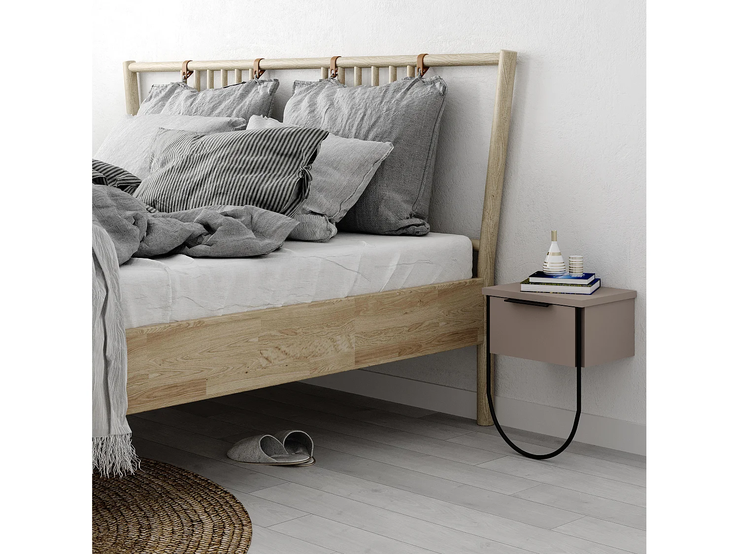 Comodino NORFOLK- grigio antracite, 44x25x33