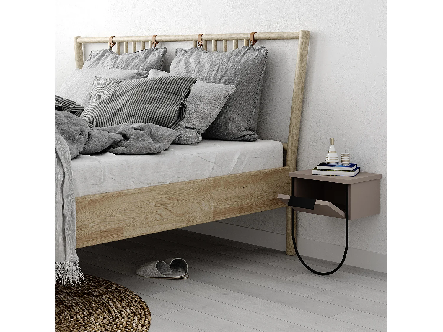 Comodino NORFOLK- grigio antracite, 44x25x33