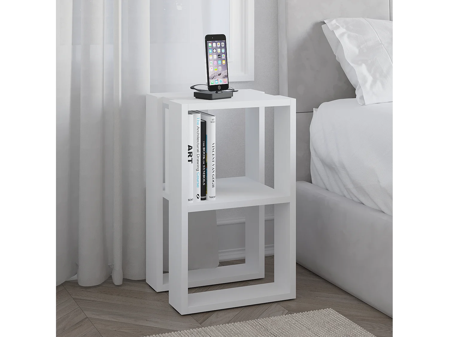 Nachttisch LONIE- Weiß  , 55x30x34