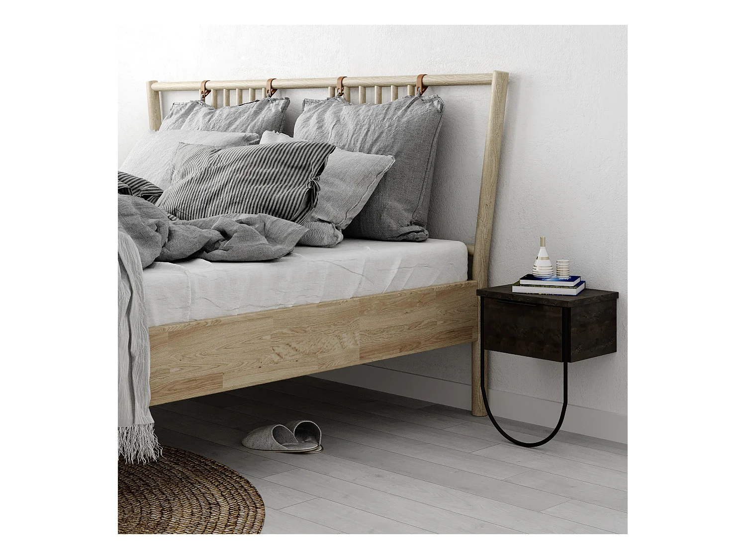 Nachttisch NORFOLK -  Dunkler Kaffee - 33 x 25 x 44 cm