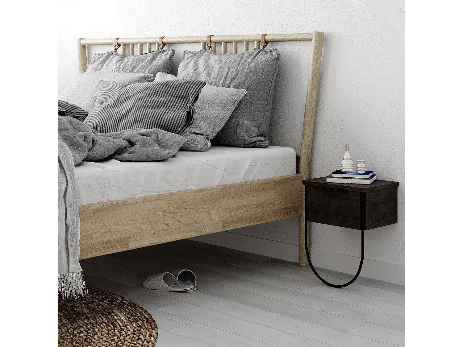 Nachttisch NORFOLK -  Dunkler Kaffee - 33 x 25 x 44 cm