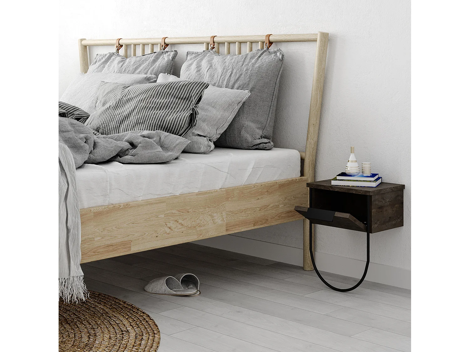 Nachttisch NORFOLK -  Dunkler Kaffee - 33 x 25 x 44 cm