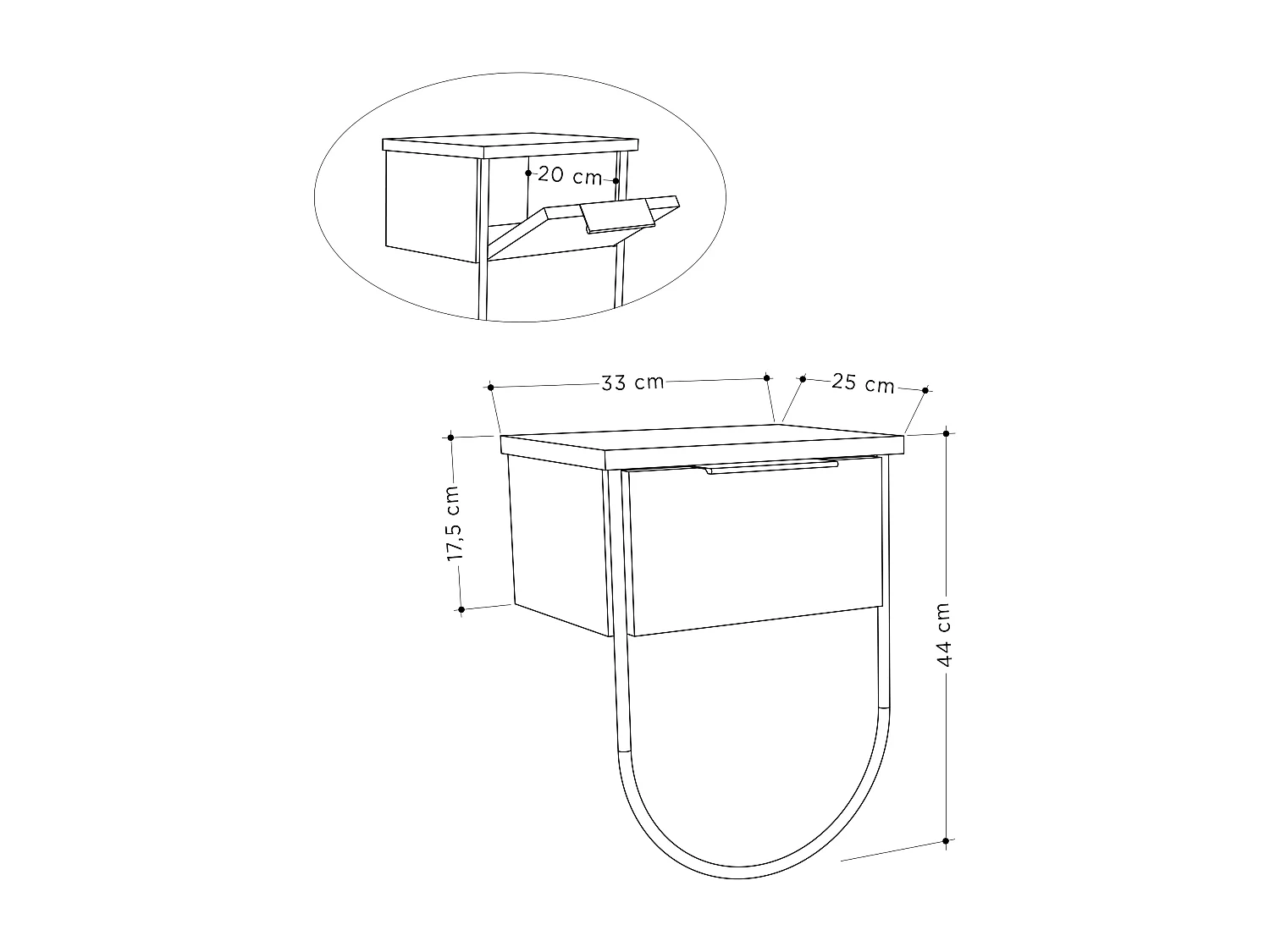 Nachttisch NORFOLK -  Dunkler Kaffee - 33 x 25 x 44 cm