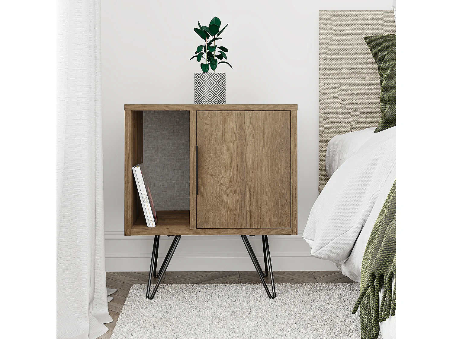 Nachttisch GLYNN- Naturfarben hell  , 60x45x50